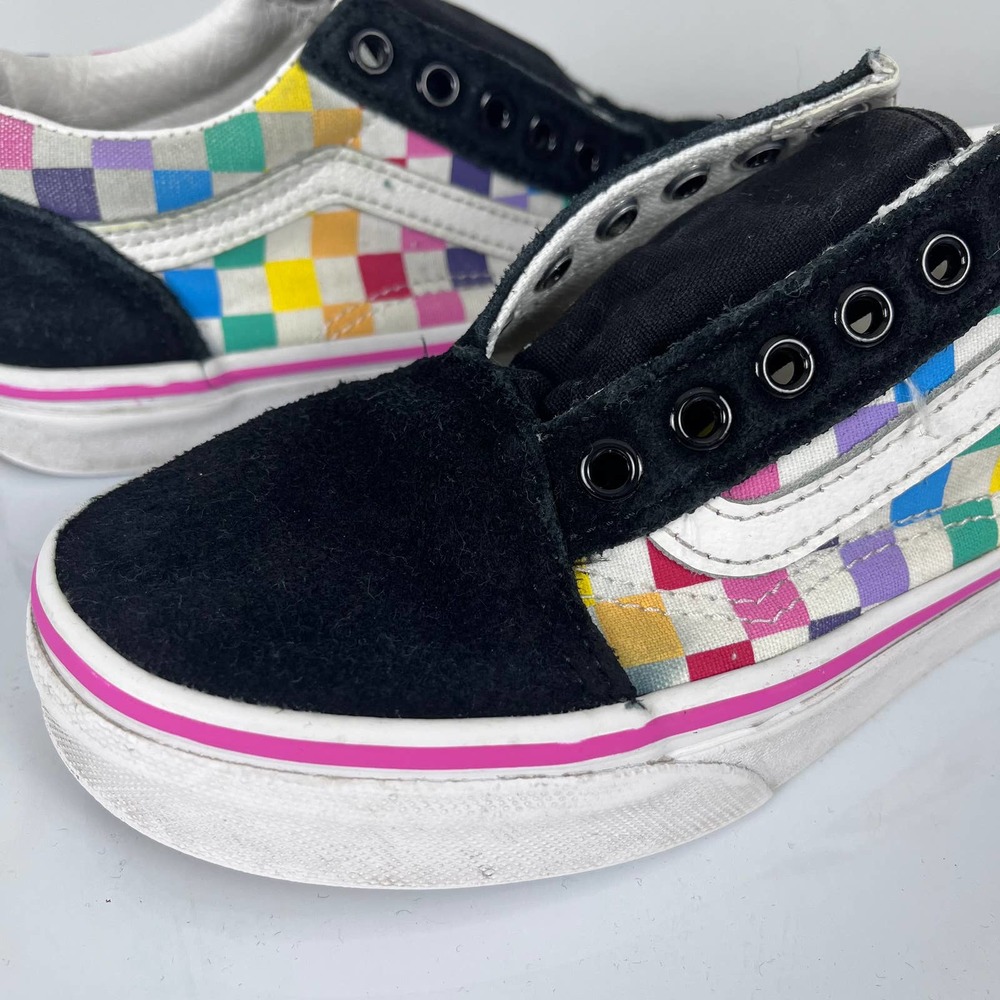 Vans Old Skool (Checker) Rainbow/White Youth Size 2 - Picture 3 of 11
